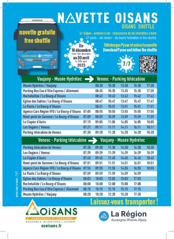 Horaires navette hiver 22 23